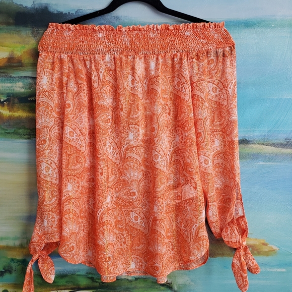 Michael Kors Paisley-Print Off-The-Shoulder Top - Picture 4 of 15